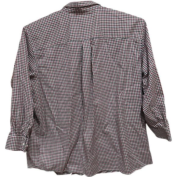 Oak Hill Button Down Shirt Men 3XL Red White Blue Plaid Wrinkle Free 100% Cotton - Picture 3 of 8